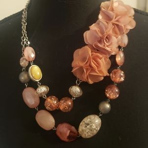 Dusty Rose Flower statement necklace